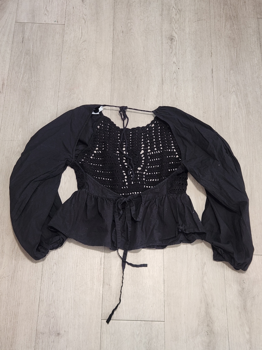 ASOS EDITION Black Crochet Open Back Balloon Sleeve Top US 6
​